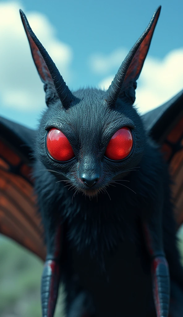 Closeup Face of mothman in the day