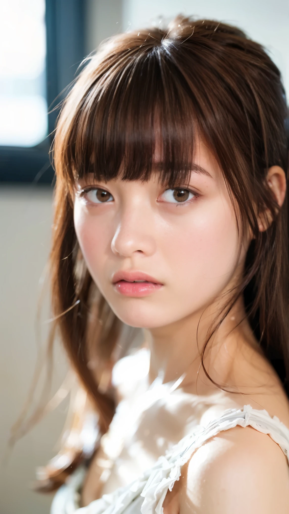 Memory correction:255, Everything modern:1.66, Cute Japanese Women Photos, smile, 20-year-old, Oil for straight, one-length hair&Hair balm:1.55, (photo Realistic:1.4), (hyper Realistic:1.4), (Realistic:1.3), (Smoother lighting:1.05), (Improving the quality of cinema lighting:0.9), 32K, 1 person,20-year-oldの, Realistic lighting, Backlight, The light shines on your face, Ray Tracing, (Bright light:1.2), (Improvement of quality:1.4), (Highest quality Realistic textured skin:1.4), fine grain, Detailed face,(smile:0), (Emphasis on face close-up:1.3), (Enhances the beauty of skin texture:1.1),((Extremely precise and accurate anatomy:1.0)), (Enhances the beauty of skin texture:1.1), Clean and glowing skin, mesh, thin:1.2, (Realistic:1.3), Realisticなライティング, (Smoother lighting:1.05), 32K, One Japanese woman, fine grain, Detailed face, (Film Grain:1.1),(Accentuates body lines:1.1), High resolution, Natural look, Kind eyes, Improves hair quality, Delicate light and shadow, Transparent muscles, Graceful pose, Beautiful Eyes, Sharp details, Soft light reflection, Beautiful contours, Delicate skin tone, Fine hair texture,Cute Japanese Women Photos,