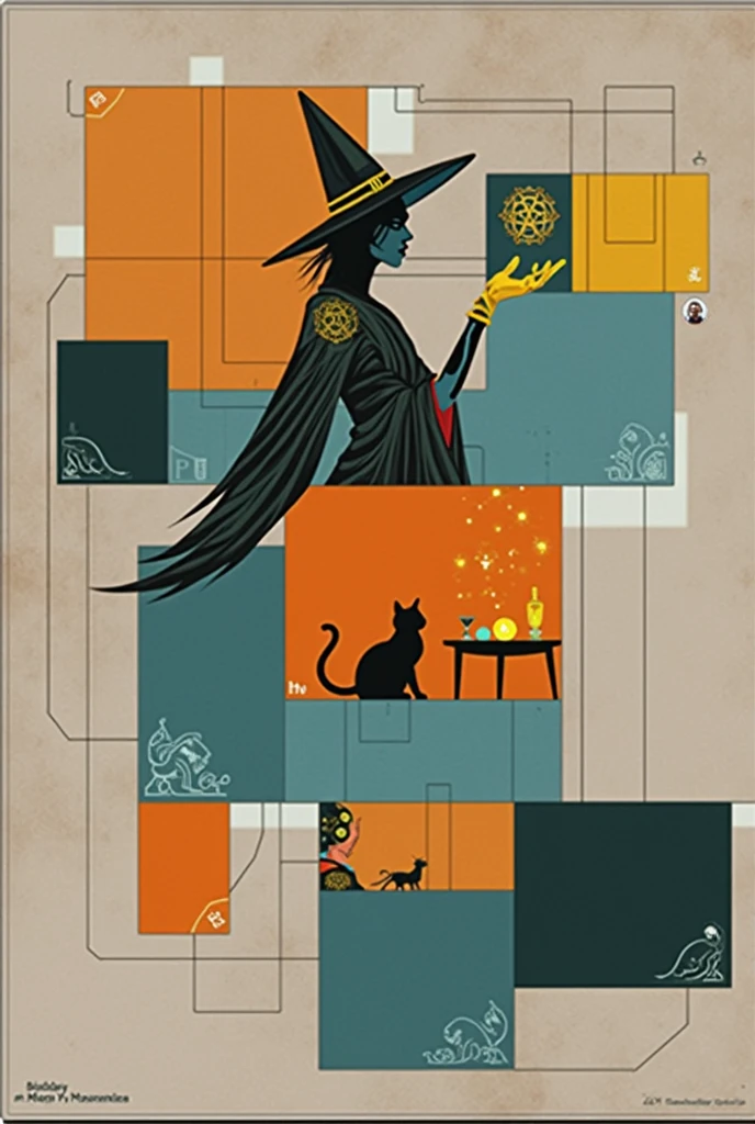 create a scene that depicts a modern-day witch who has embraced the world of cybernetics to enhance her magical abilities. The artwork should convey the enchanting blend of traditional witchcraft and futuristic technology. Here are some specific elements to include:
The Witch's Lair: The setting should be a cozy yet slightly eerie room, filled with magical books, crystal balls, potion ingredients, and antique furnishings. The room should be dimly lit by candles and a soft, mystical glow emanating from her cybernetic enhancements.
The Cyborg Witch: The central focus of the artwork is the witch herself. She's a striking figure with a mix of traditional witch attire and cybernetic enhancements. Her clothing should have a witchy, occult aesthetic, with flowing robes, a pointed hat, and an intricate pentagram necklace. Her arms, however, have been upgraded with cybernetic components that incorporate magical symbols and glowing runes.
Magical Interface: The witch is in the midst of casting a spell, with a holographic, touch-screen interface floating before her. This interface includes spell incantations, arcane symbols, and digital components, demonstrating her fusion of magic and technology.
Spell Ingredients: On a nearby table, there should be a collection of spell ingredients, like herbs, potions, and magical artifacts. Some of these items may have been modified with cybernetic enhancements, blurring the line between the natural and the technological.
Familiar: The witch's familiar, perhaps a cat or raven, should be present in the scene, serving as her magical companion. The familiar could also have subtle cybernetic enhancements or glowing eyes.
Glowing Runes: The room should be adorned with ancient symbols and glowing runes on the walls and floor, contributing to the magical atmosphere.
Aetherial Lighting: Use a combination of mystical, ethereal lighting and cybernetic glows to create a captivating interplay of light and shadow. The contrast between the tradit