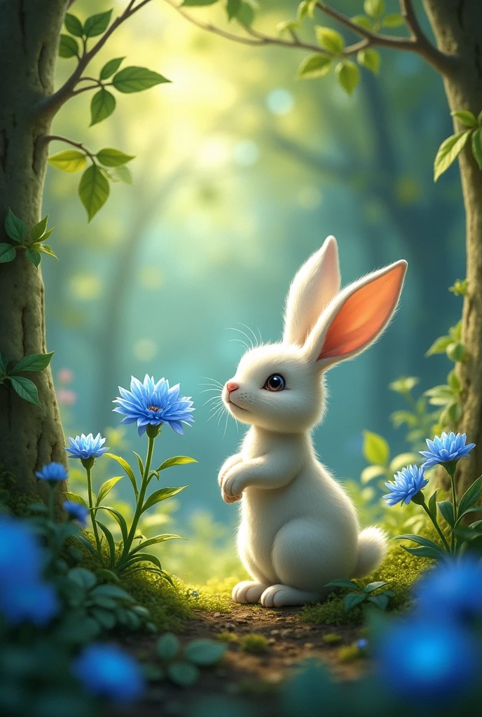 Il était une fois un petit lapin nommé Luna. Luna vivait dans une belle forêt avec beaucoup d’autres animaux. Tous les matins, Luna aimait se promener et découvrir de nouvelles choses. Un jour, en sautillant, Luna trouva une toute fleur bleue qui n’avait jamais été vue dans la forêt. La fleur avait l’air triste car elle était toute seule.Luna décida alors de s’occuper de cette fleur. Elle lui apportait de l’eau tous les jours, lui chantait des chansons et lui racontait des histoires. Petit à petit, la fleur se mit à grandir, ses pétales devenaient de plus en plus brillants, et elle était de moins en moins seule, car de nombreuses autres fleurs commençaient à pousser autour d’elle.
