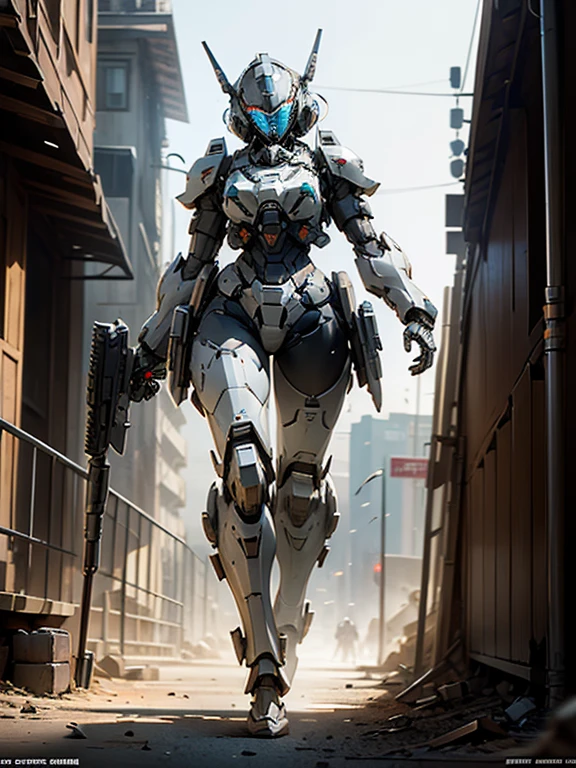 (masterpiece,extremely detailed, a heavy mech, hard surface),(concept art:1.3),(Armored Core Style:1.0),(A woman patrolling in SWAT team's robot armor),(((tactical heavy equipment:1.4))),((Holding a big rifle:1.5)),(((Black body:1.5))),(The armor has the SWAT logo on it.:1.4),(tactical open face helmet:1.3),(A detailed eye:1.3),(A detailed face:1.3),(Detailed weapons:1.3),(Detailed body:1.3),(full bodyesbian:1.5),(The background is a collapsed city:1.5),lifelike