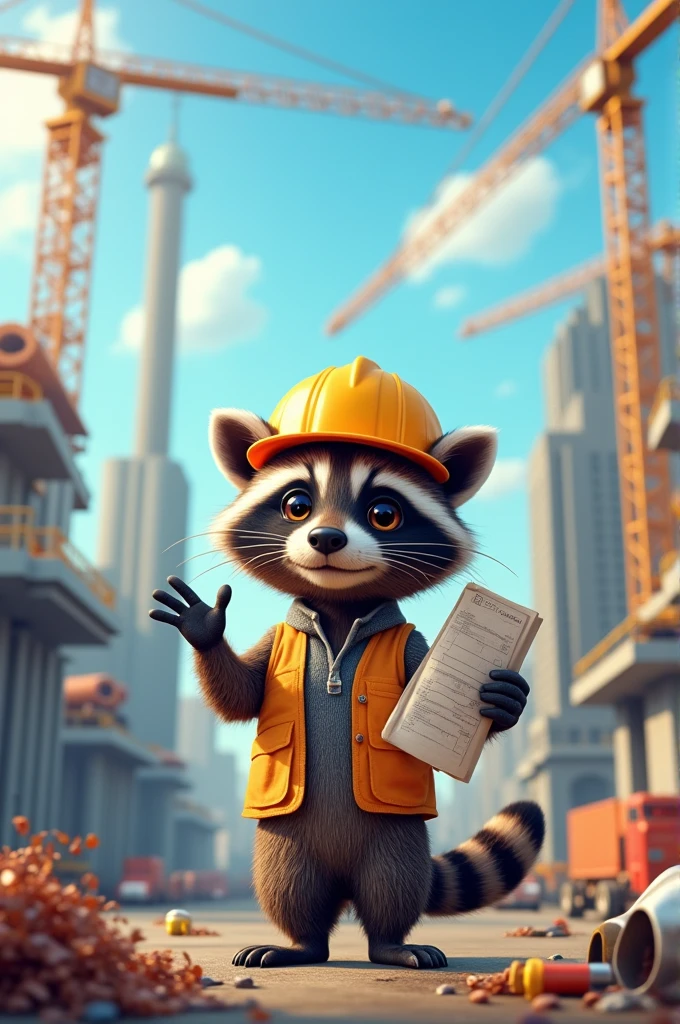 Create a civil engineer raccoon