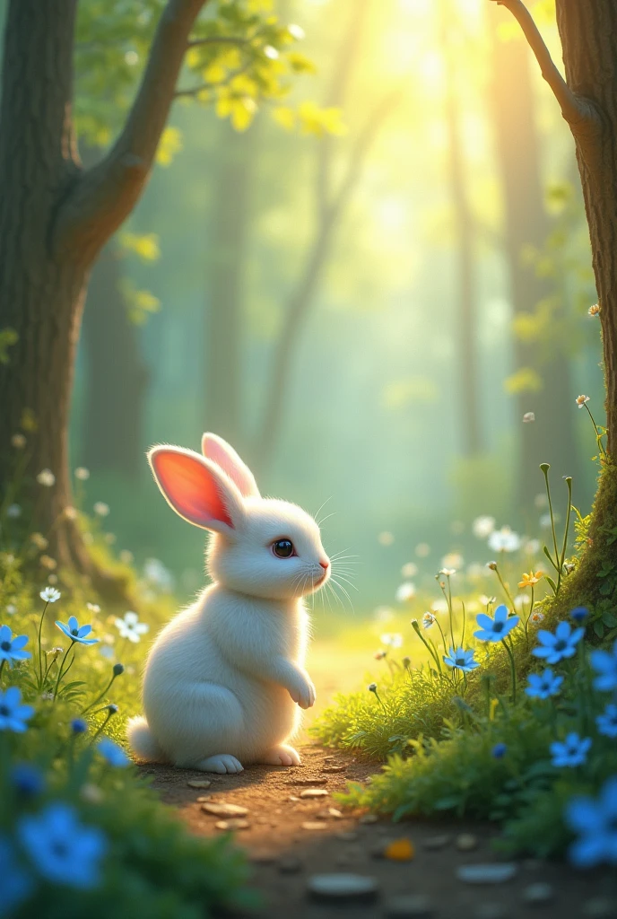 Il était une fois un petit lapin nommé Luna. Luna vivait dans une belle forêt avec beaucoup d’autres animaux. Tous les matins, Luna aimait se promener et découvrir de nouvelles choses. Un jour, en sautillant, Luna trouva une toute fleur bleue qui n’avait jamais été vue dans la forêt. La fleur avait l’air triste car elle était toute seule.