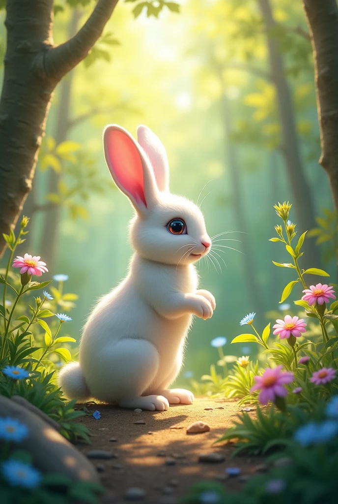 Il était une fois un petit lapin nommé Luna. Luna vivait dans une belle forêt avec beaucoup d’autres animaux. Tous les matins, Luna aimait se promener et découvrir de nouvelles choses. Un jour, en sautillant, Luna trouva une toute fleur bleue qui n’avait jamais été vue dans la forêt. La fleur avait l’air triste car elle était toute seule.