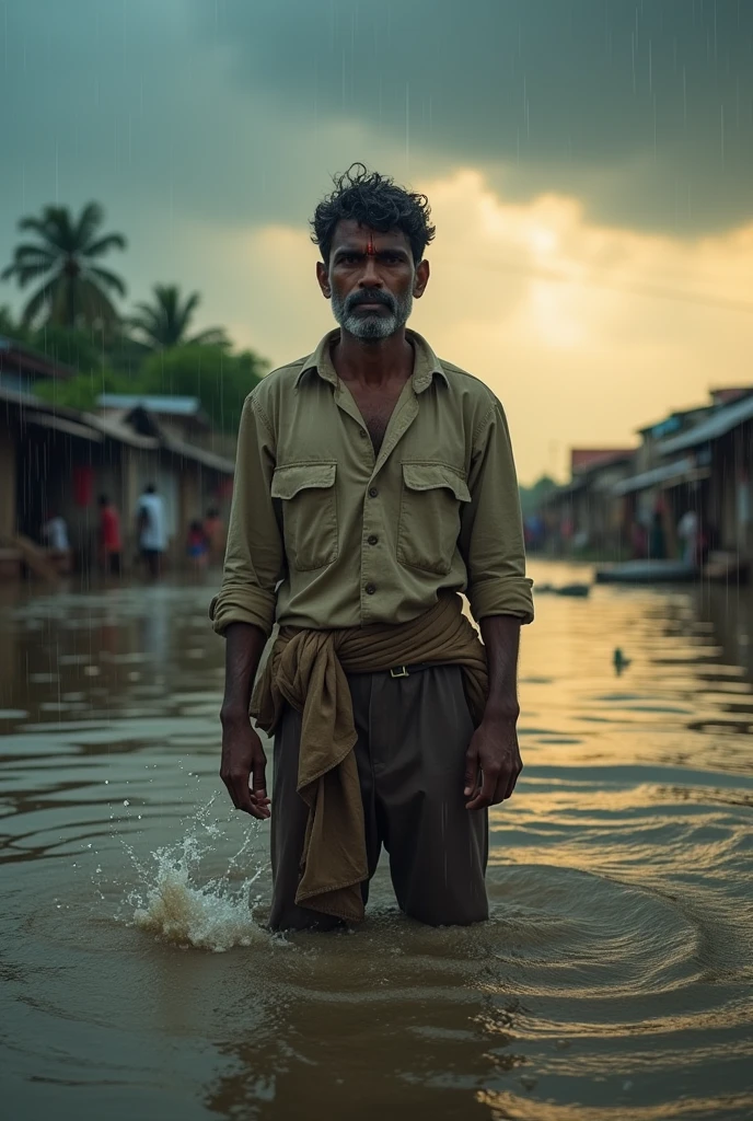 During this crisis, Raju maintained his sense and moral compass. He obediently obeyed his parents' instructions and played a courageous and fearless role to protect the villagers from the flood.