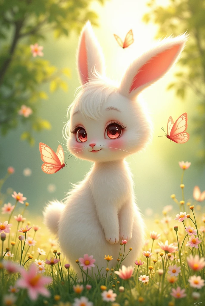 beautiful illustration, best qualityer, beautiful little, (transformation sequence), cute girl Chinese albino rabbit