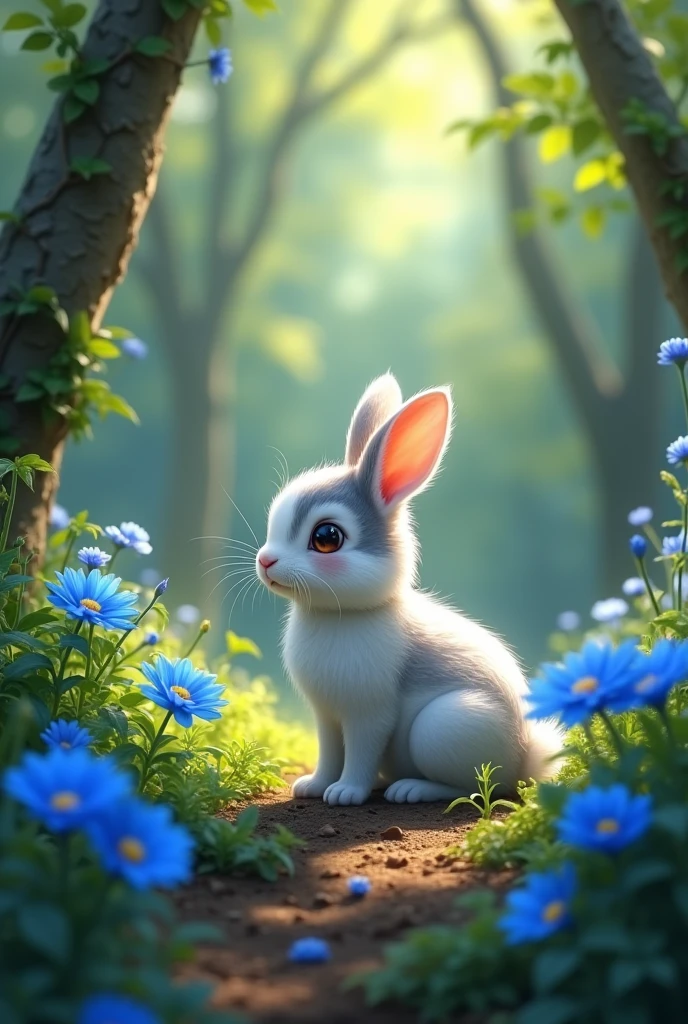 Il était une fois un petit lapin nommé Luna. Luna vivait dans une belle forêt avec beaucoup d’autres animaux. Tous les matins, Luna aimait se promener et découvrir de nouvelles choses. Un jour, en sautillant, Luna trouva une toute  fleur bleue qui n’avait jamais été vue dans la forêt. La fleur avait l’air triste car elle était toute seule.

Luna décida alors de s’occuper de cette  fleur. Elle lui apportait de l’eau tous les jours, lui chantait des chansons et lui racontait des histoires. Petit à petit, la fleur se mit à grandir, ses pétales devenaient de plus en plus brillants, et elle était de moins en moins seule, car de nombreuses autres fleurs commençaient à pousser autour d’elle.

Grâce à Luna, la forêt devint encore plus belle, avec plein de fleurs bleues partout. Les autres animaux de la forêt étaient très contents et venaient souvent voir Luna et ses fleurs pour jouer et se reposer à l’ombre. Luna était très fière de ce qu’elle avait fait, et elle se disait que même un petit lapin pouvait faire de grandes choses en prenant soin des autres.

Et ainsi, la forêt de Luna resta toujours un endroit merveilleux, rempli de couleurs et de joie. Fin.