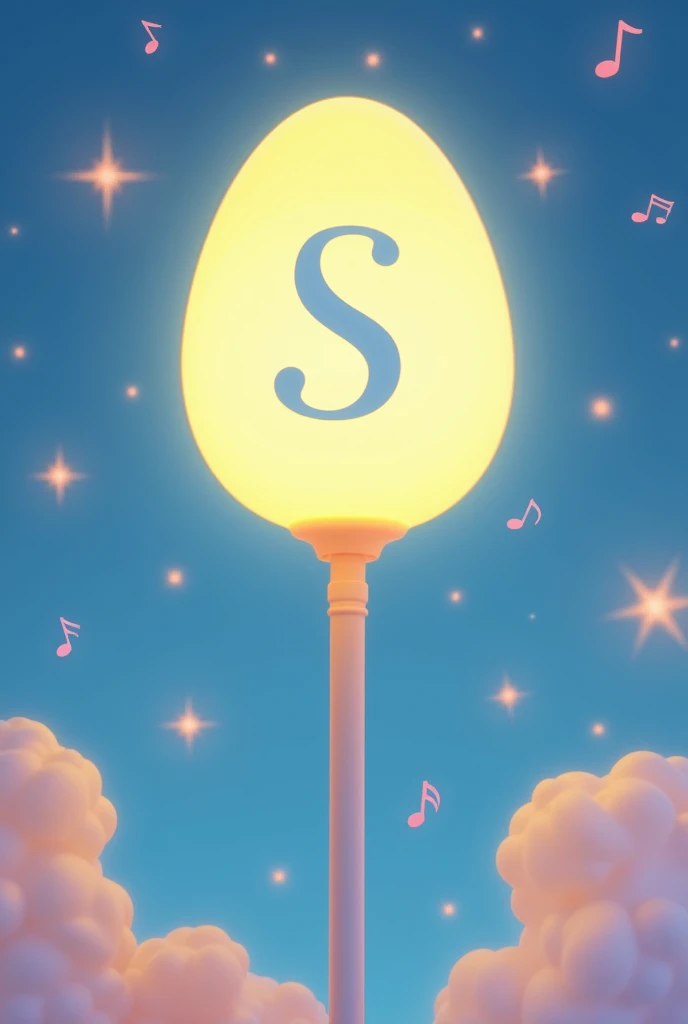 I want to create a lightstick for Soobin singer with the core image is an egg and letter S, remember a long stick to hold