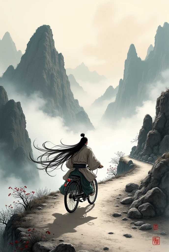 Chinese Ink Painting,Ink Art,Guan Yu, rode a bicycle to the meeting.,Over the mountains,Majestic,Excellent work