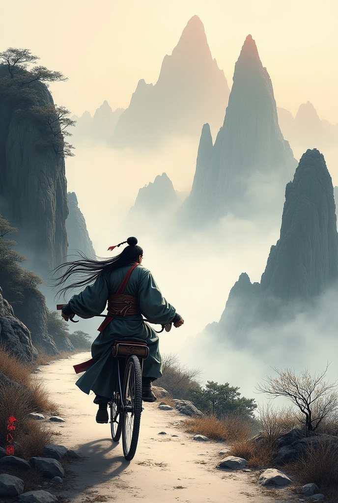 Chinese Ink Painting,Ink Art,Guan Yu, rode a bicycle to the meeting.,Over the mountains,Majestic,Excellent work