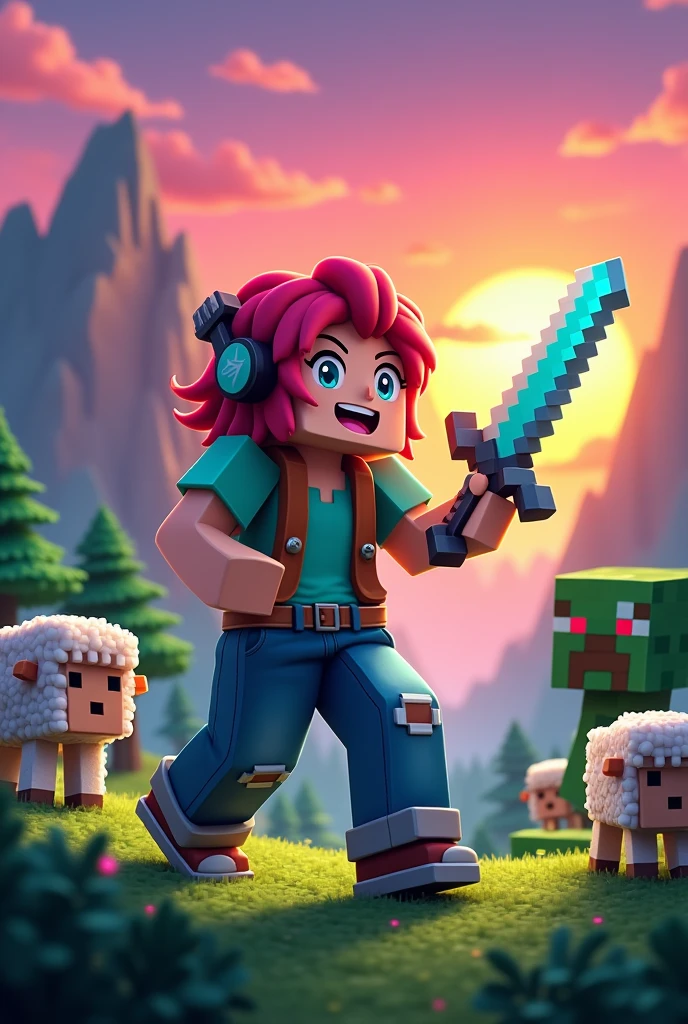 Minecraft female gamer YouTube banner 2048 px x 
