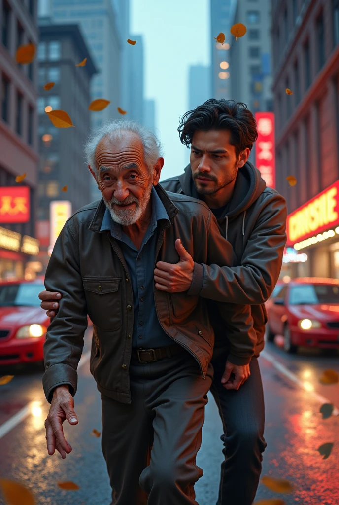 Oldman saved by man

