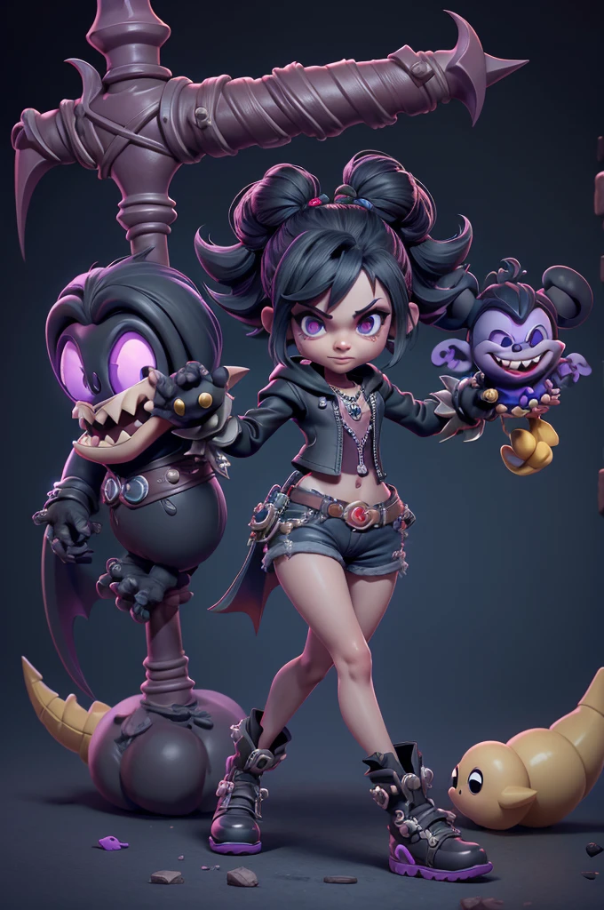 monstros estilos kingdom hearts, baseados em animais,3d style, shadown monster, demons, darkness monster, rayman legends, mickey mouse character style, girl and boy, kingdom hearts, malhas leves e quentinhas, cores frias e alegres, portando espada magica, dark mouse in around, (raytrace), ((shorts muito curto))