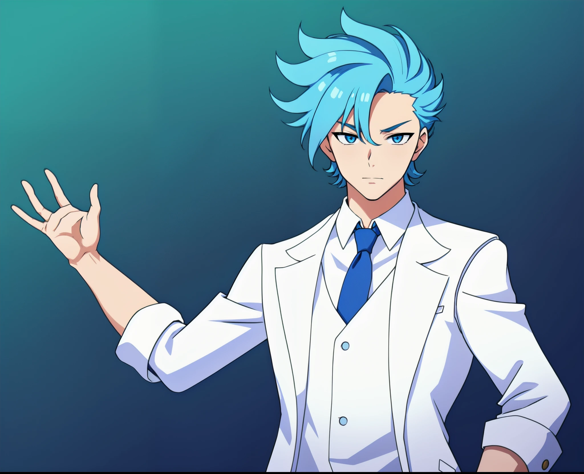 anime boy, blue tie, white shirt, (beautiful and aesthetic:1. 5), thick black lineart, clean lineart, perfect lineart, sharp lineart, best quality, high quality, best quality, ultra-detailed, HD,
