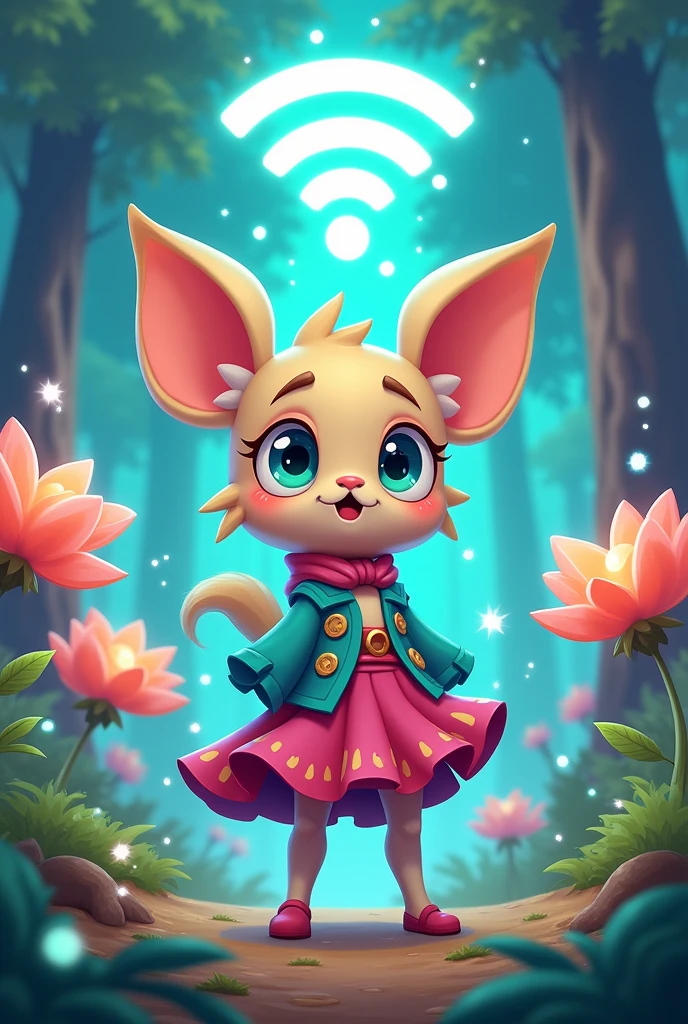 Image of a Wakfu character holding a high-quality Wi-Fi symbol