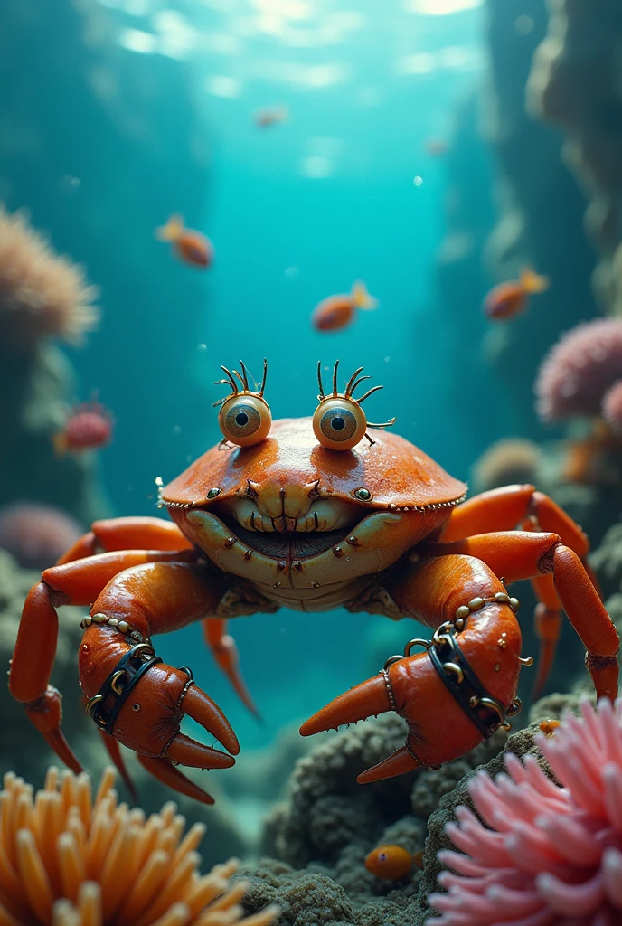 BDSM crab with a human face