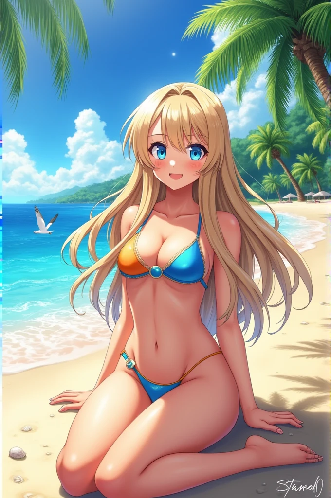 a sexy  anime girl in a bikini