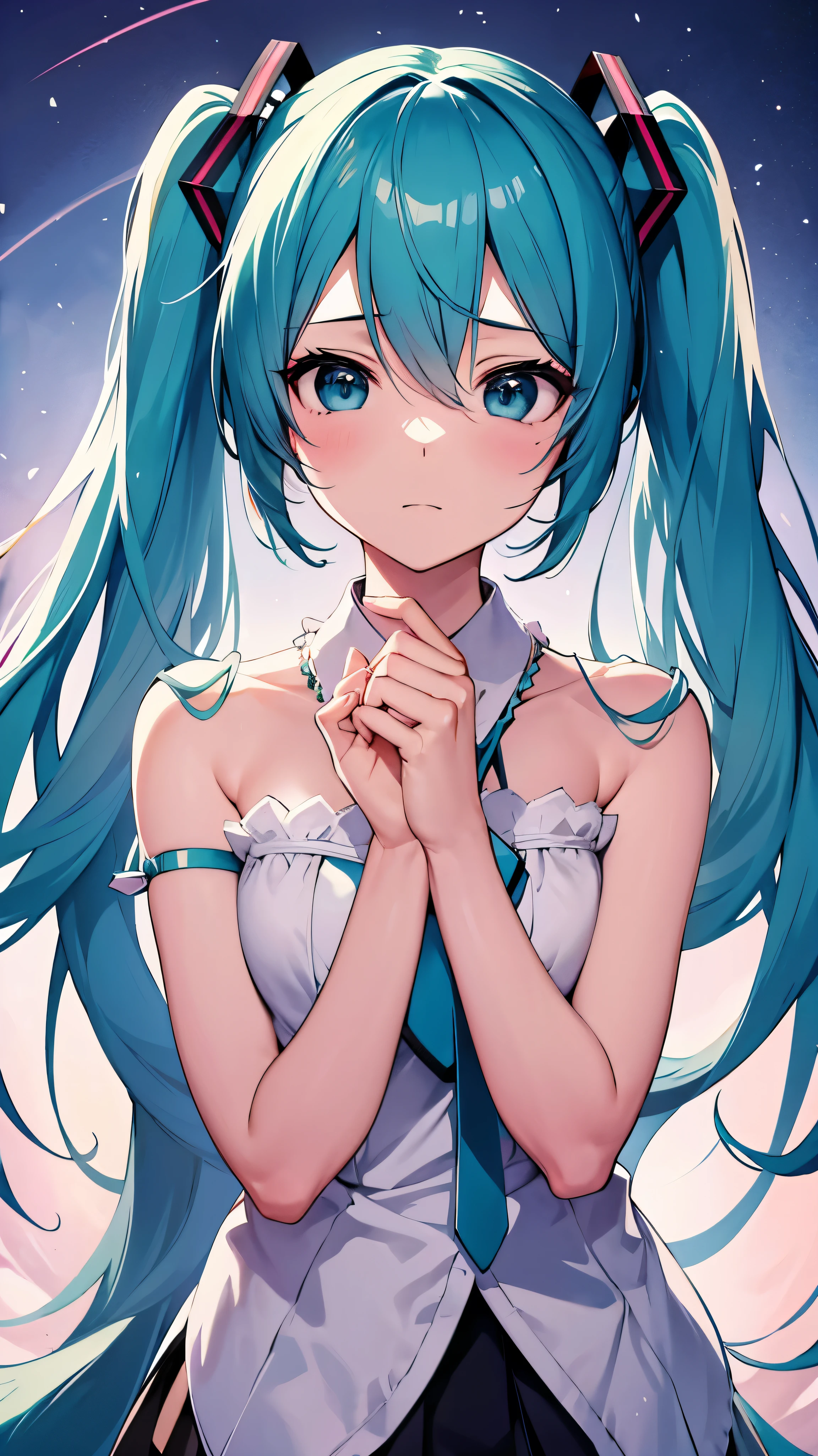 Anime characters、hatsune miku、I miss you.、Sad expression