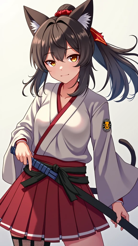 ff14 Miqote girl samurai anime style 1 person, ponytail, Cat ear,