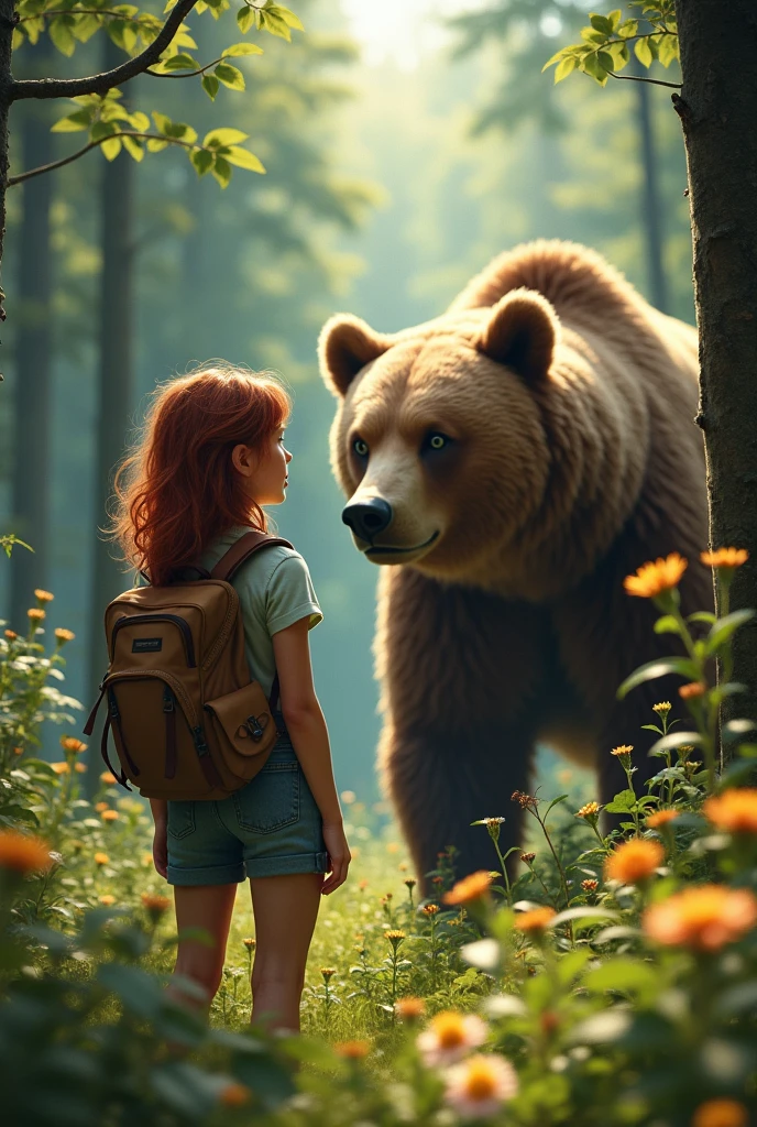 Despite her own fear, Lena stepped forward, speaking softly to the bear while inching them away from its path. The bear, intrigued but not yet aggressive, followed them for a few tense moments. Lena kept her focus on the bear, ensuring it was always between them and the safest route out. hugged her friend tightly. “That’s what friends are for. We look out for each other, no matter what.” they made their way back to safety, the bond between them felt even stronger. They knew that, no matter how daunting the danger, they would always stand by each other.