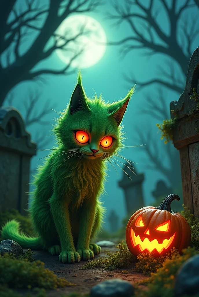 Green zombie cat