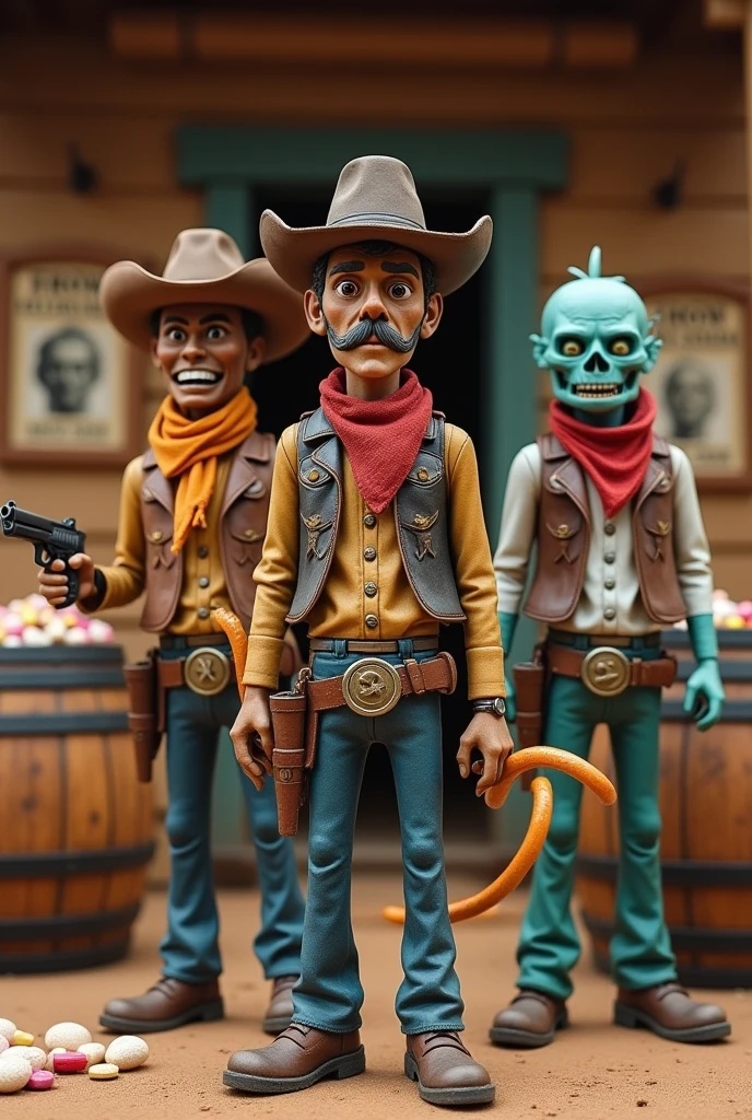 vitamins and minerals disguised as robbers and the image looks vintage, like the old west
but the drawing should be strictly of vitamins and minerals disguised as bandits