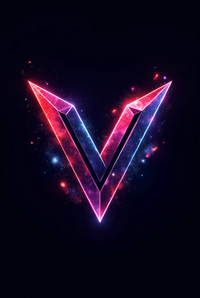 An e-sports team logo named Nexus, referencing space, with red, purple, and blue, and incorporating a 'v'.