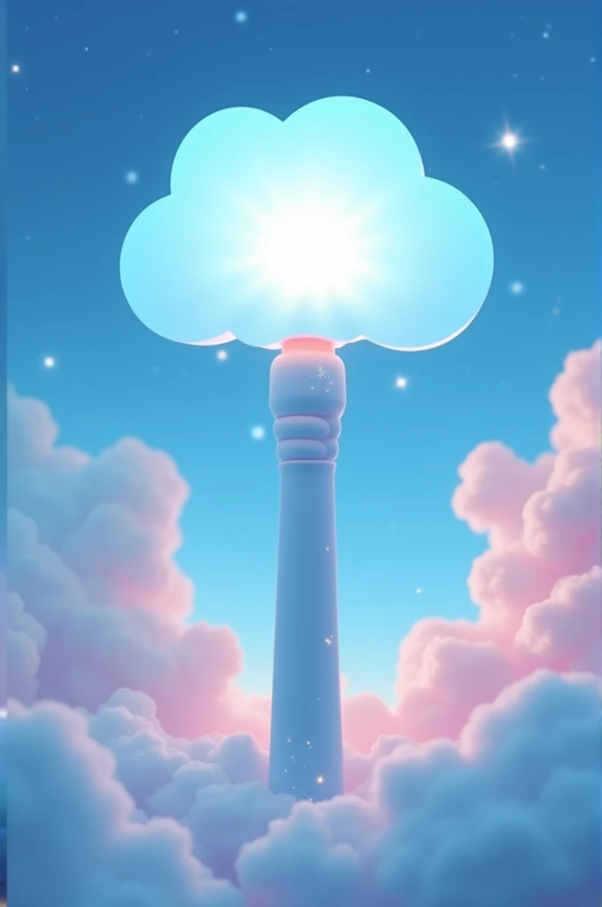 Kpop Lightstick with the name cloud,and with light blue dominant pain