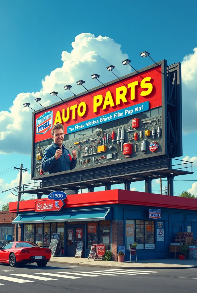 Billboard ideas for an auto parts store ( Image examples) to put in front of the business that sells auto parts
