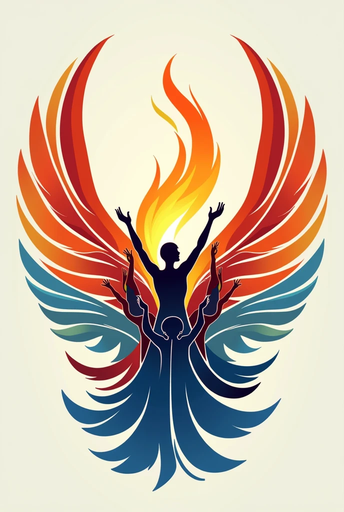 Create an Olympics-style logo with the text 'Generations with Renewed Hopes'. The logo should include images of people, wings, and a flame