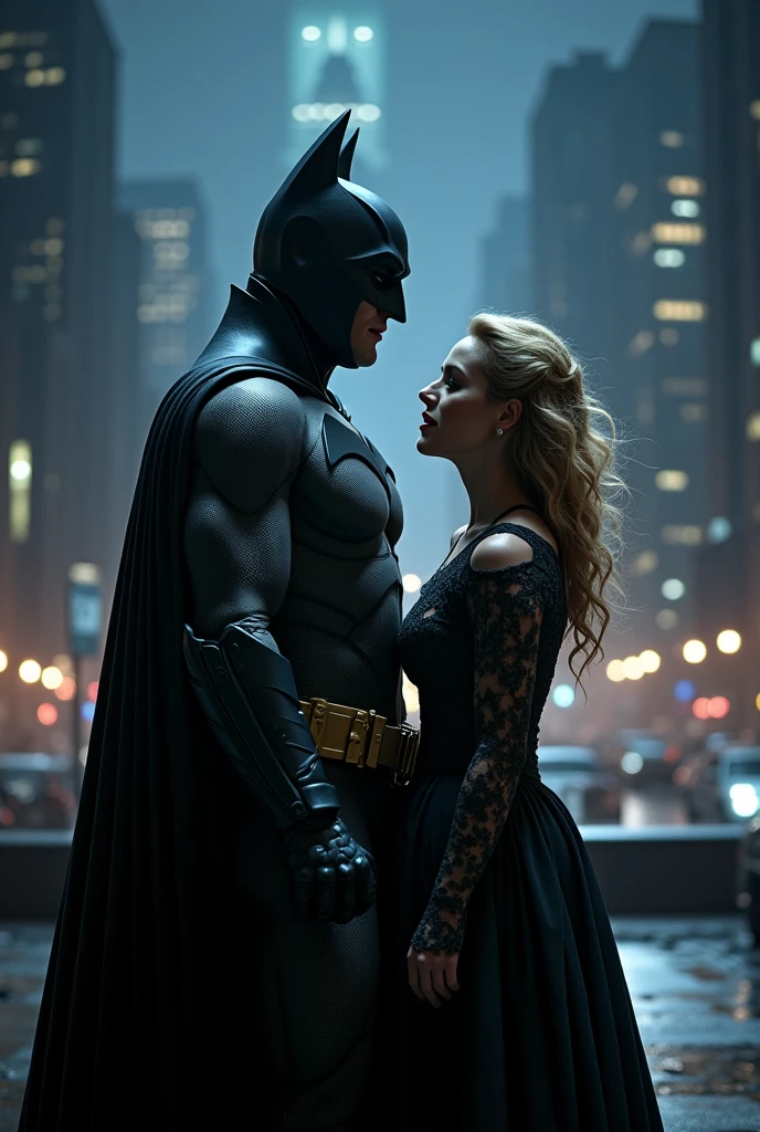 Give me an image of Batman next to the artist Adele