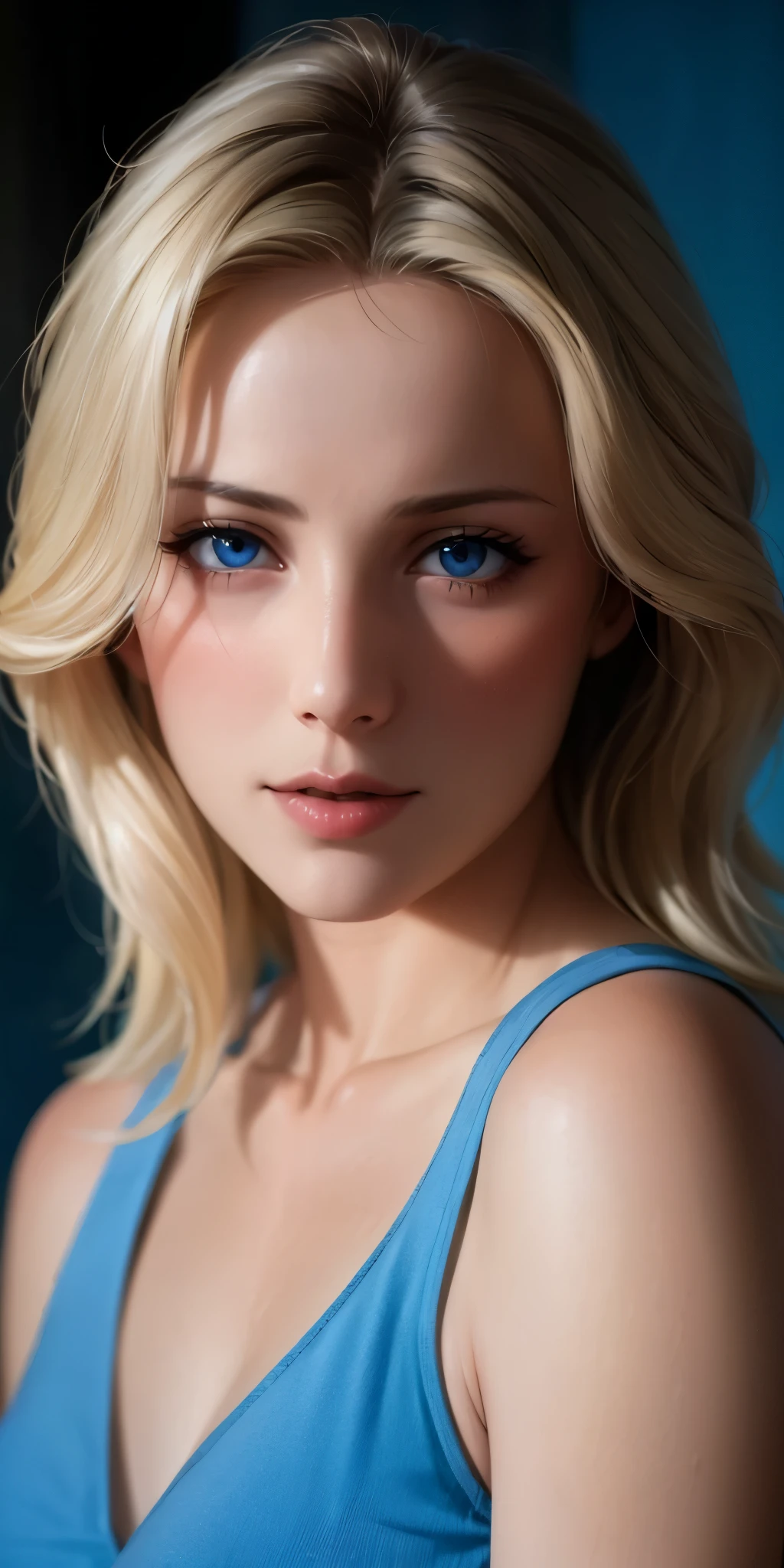 Elegant mature female, pale skin, blonde hair, blue eyes, soft light, high quality, high detailed, 4k resolution, beautiful cg