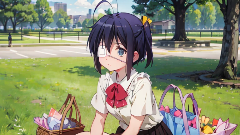 Rikka Takanashi, on a picnic day, in the park,