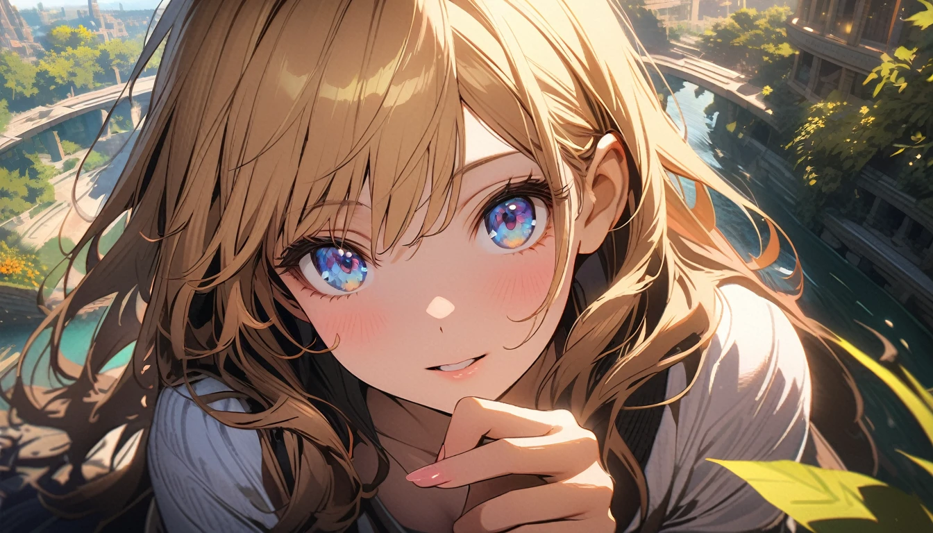 (Ancient princess admiring the view of the garden), gorgeous girl, beautiful face, (finely detailed beautiful eyes: 1.3), double eyelids, (eyelash: 1.2), shaggy hair), 
magnificent hanging gardens of ancient Babylon in the sky, A lush landscape with a wide variety of plants on tiered terraces, Irrigated with water from the Euphrates River, Archimedes' spiral and other techniques are used, magnificent city of Babylon in the background of the garden, sun shining under a blue sky, colorful flowers and trees, exotic atmosphere, 
((best quality: 1.2, very detailed, ultra-high resolution, absurdres: 1.3, highres: 1.3, masterpiece: 1.2, top quality, best aesthetic, fine texture, perfect lighting: 1.2, best shadow, sharp focus: 1.3, high contrast, high color saturation)), (anatomically correct, perfect hands: 1.2), (professional photography:1.2), landscape view, from above, cinematic lighting, anime style, 