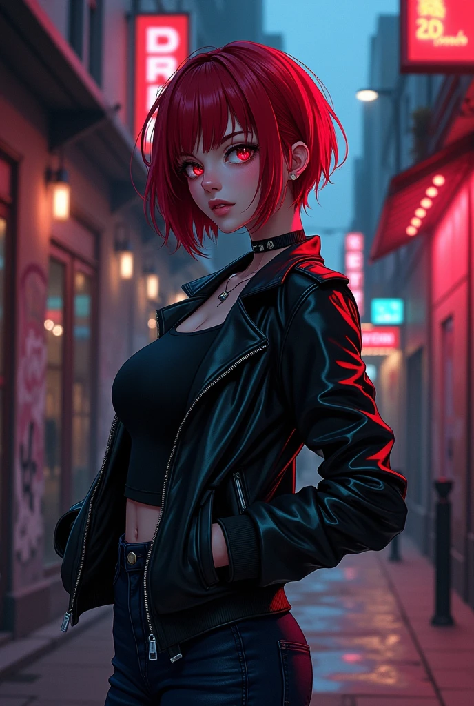Anime girl Black Widow Cool Bad Naughty Black Jacket Zip 