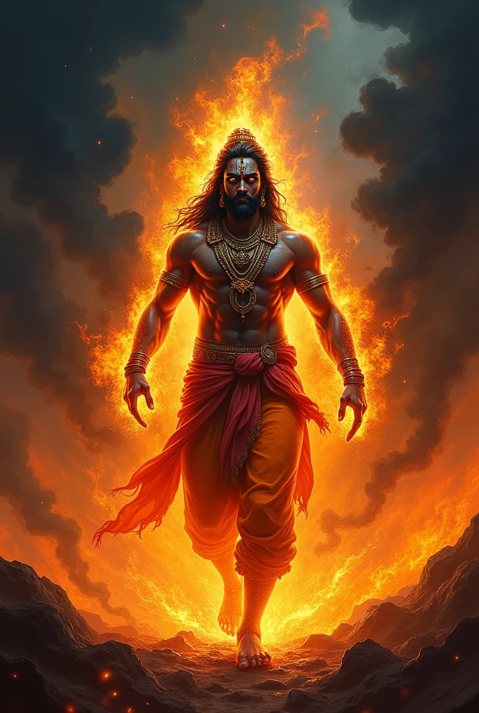 Shree hanuman ji latter ,fire,black cloud