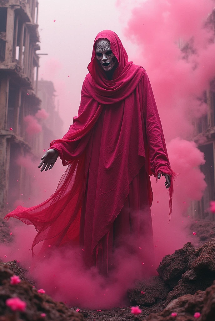 Create an image about violence with pink tones