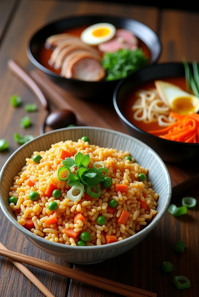 Fried rice　Pork bone ramen　photograph