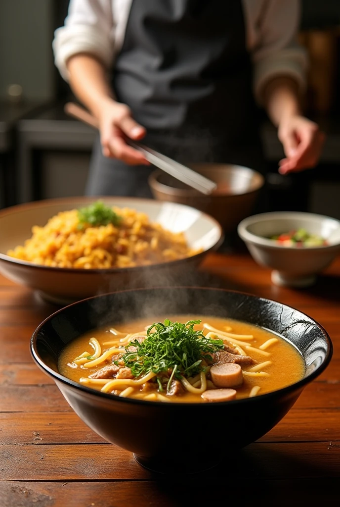 Fried rice　Pork bone ramen　photograph　cooking for oneself