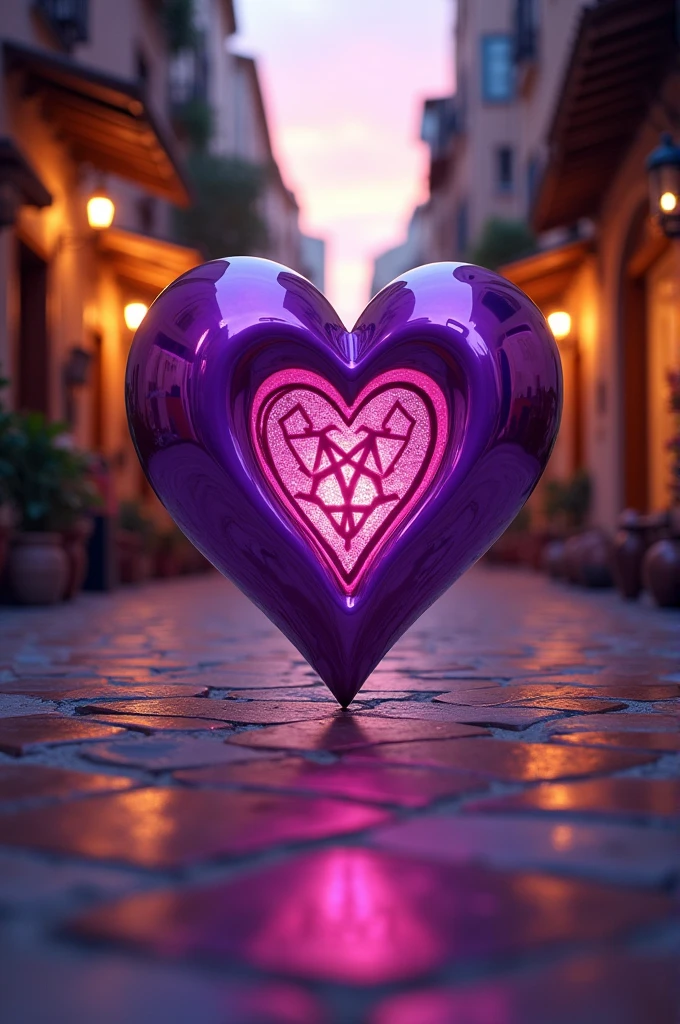 Design the best heart logo in purple with a Tunisian background