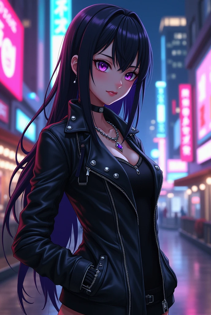 Anime girl Black Widow Cool Frech Black Jacke Zip