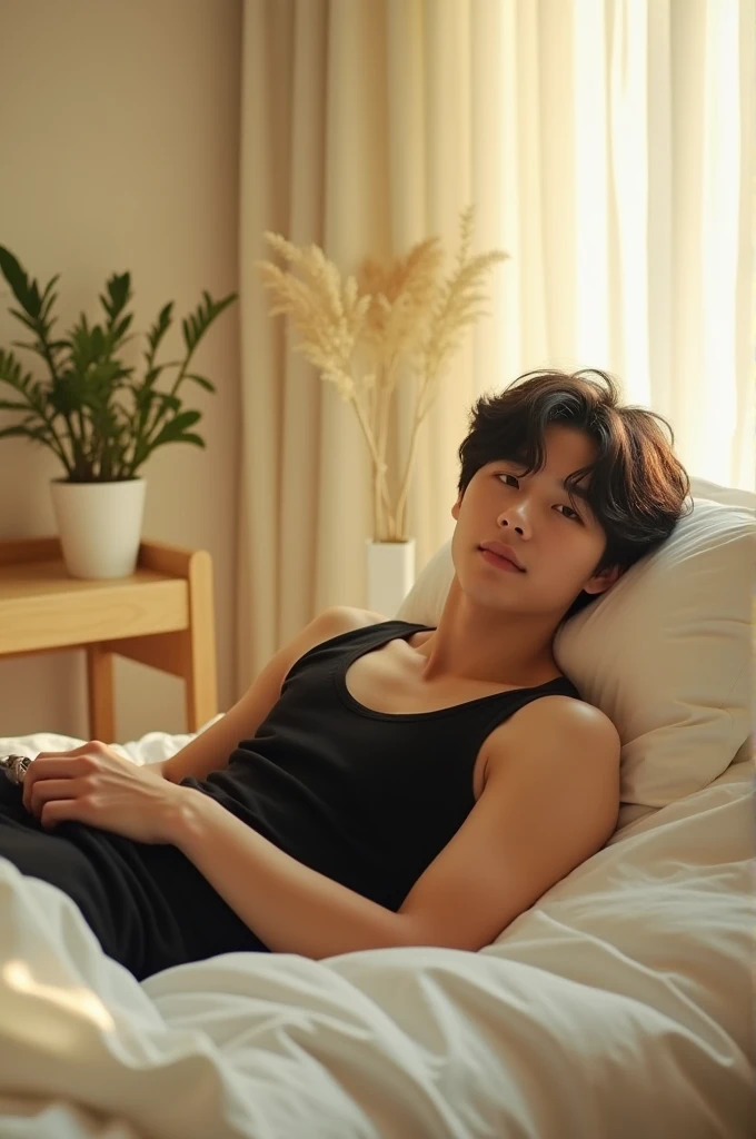 Jungkook idol lying in bed good light