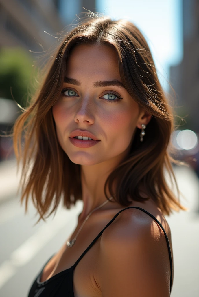 ana de armas, 8K, masterpiece, RAW-Foto, best quality, photorealestic, extrem detailliertes CG Unity 8K-Hintergrundbild, depth of field, cinematic light, Lens reflection, Raytracing, (Extremely beautiful face, Beautiful lips, beautiful eyes), Face with intricate details ((ultra-detailed skin)), (Very thin, slim and muscular body: 1.3), Bikini Top, (black latex dungarees:1.2), Full body shots, Viewers look at, Background in a field, sfw:1.1