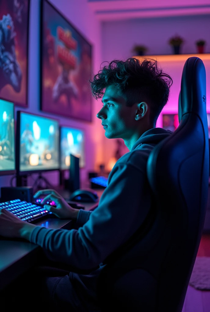 man sitting on state-of-the-art gaming chair