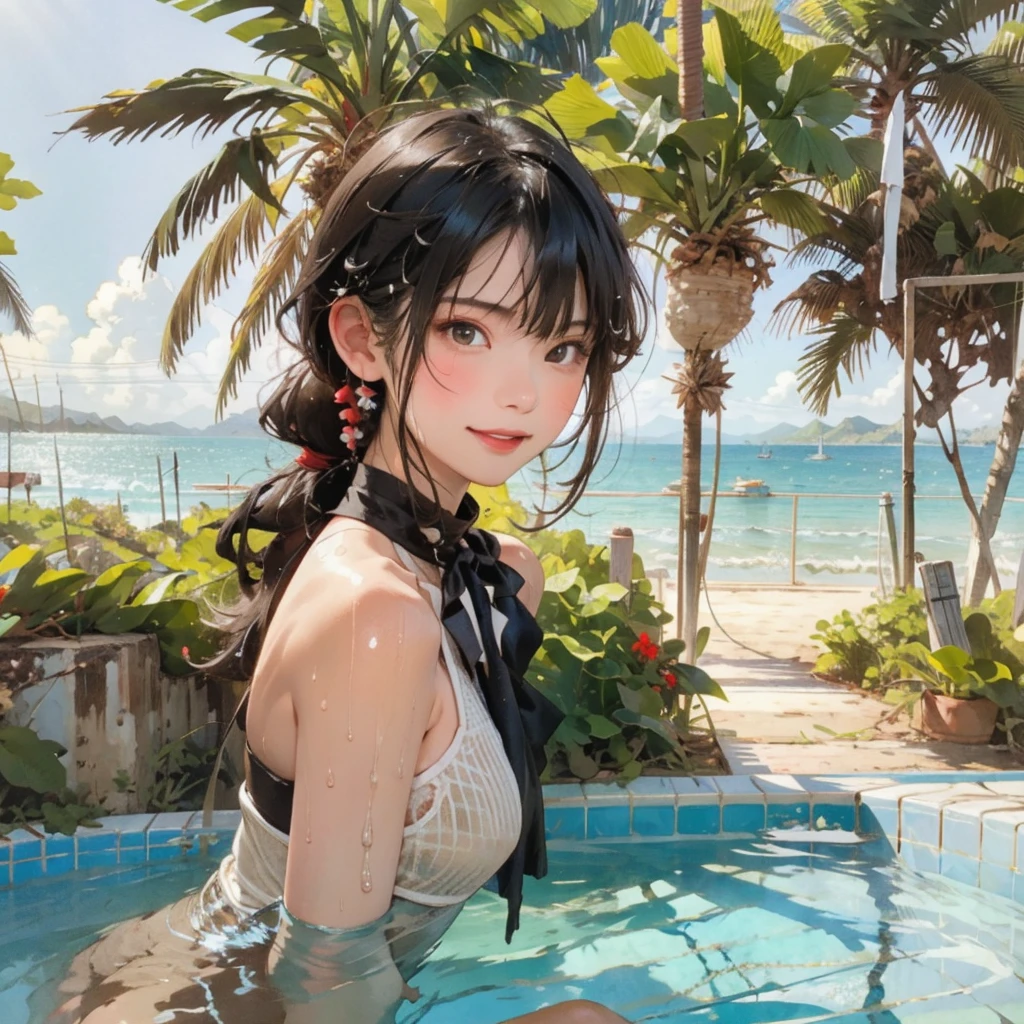 best quality:1.2,masterpiece,(perfect detail, perfect skin:1.2),extremely detailed 8K wallpaper,extremely intricate,High definition,((glossy skin)),(natural light, ray tracing, volumetric light),(golden-ratio face, perfect proportioned face, perfectly beautiful:1.3),(reflected diffuse light to face:1.3),(peer proportional face),(perfect anatomy, correct limb, correct finger),
BREAK
1girl,bare shoulders,black hair,blurry,flower,jewelry,lips,medium breasts,realistic,short hair,sitting,solo,<lora:red_bellyband_lbc:0.6>,
BREAK
beautiful detailed glow,(detailed ice),beautiful detailed water,beautiful detailed glow,detailed ice,beautiful detailed water,(cold full moon),snowflake,(floating cloud:1.2),