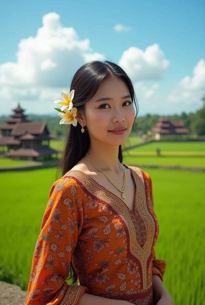 Wanita cantik ber pakian tradsional ada jawa tenggah indonesia