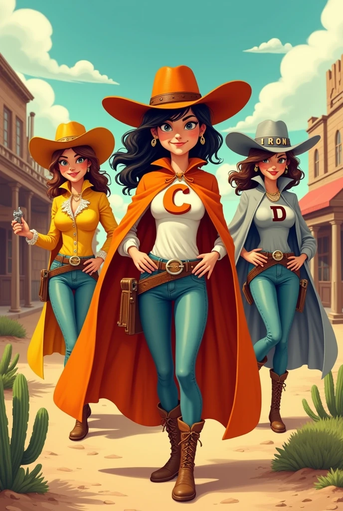 draw small cartoons that resemble the vitamins and minerals, on their costumes you can put that it is a vitamin or a mineral, They should dress up as old west robber women and look like they are bad. Add to one that it is a mineral in their costume and that they look vintage.

