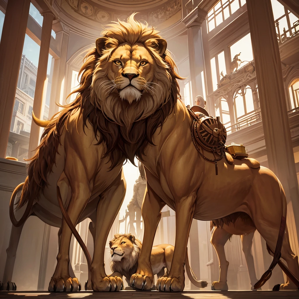Lion stand with human friendly