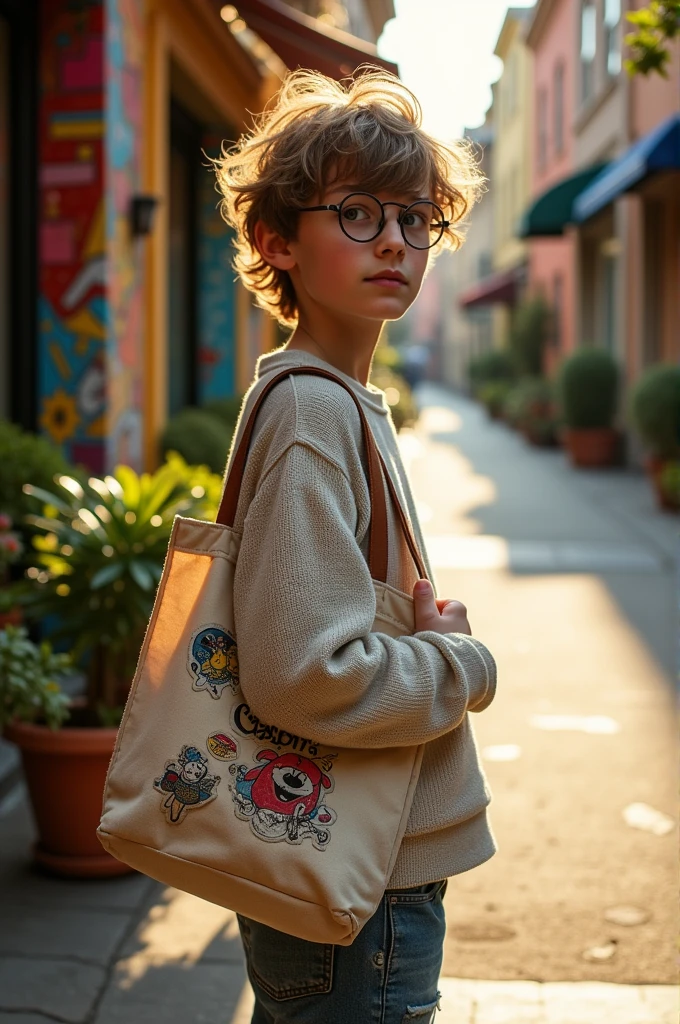 Indie boy with totebag