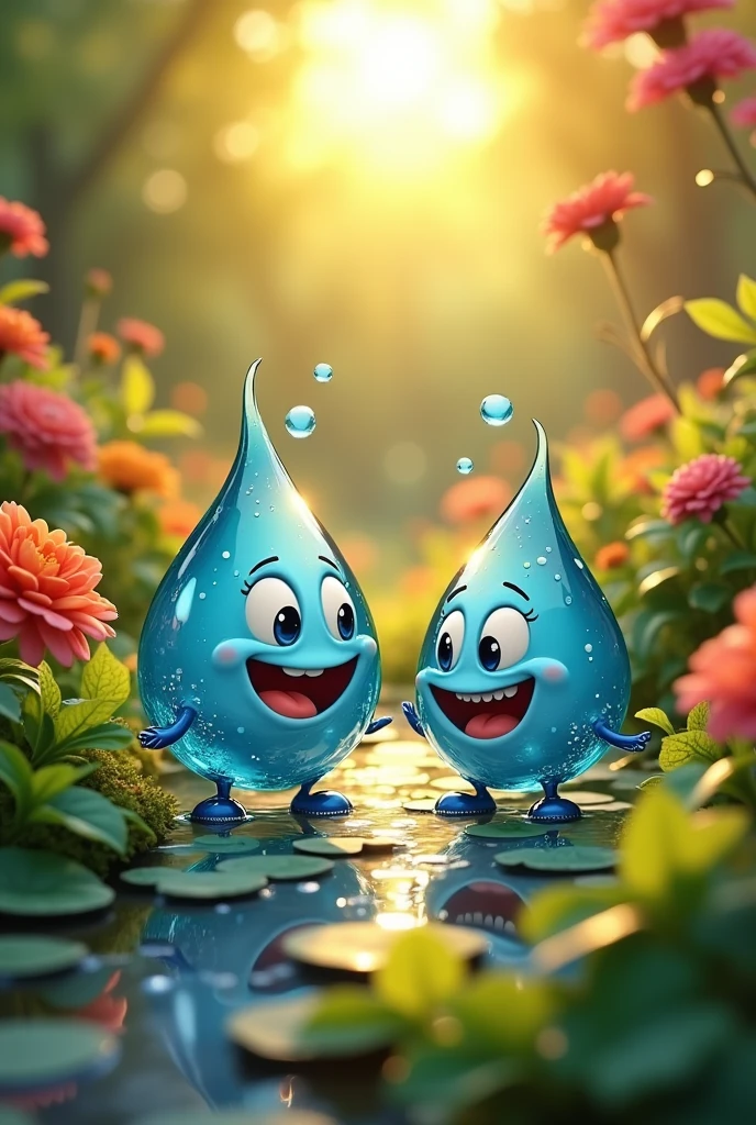 Water drops chatting with other drops